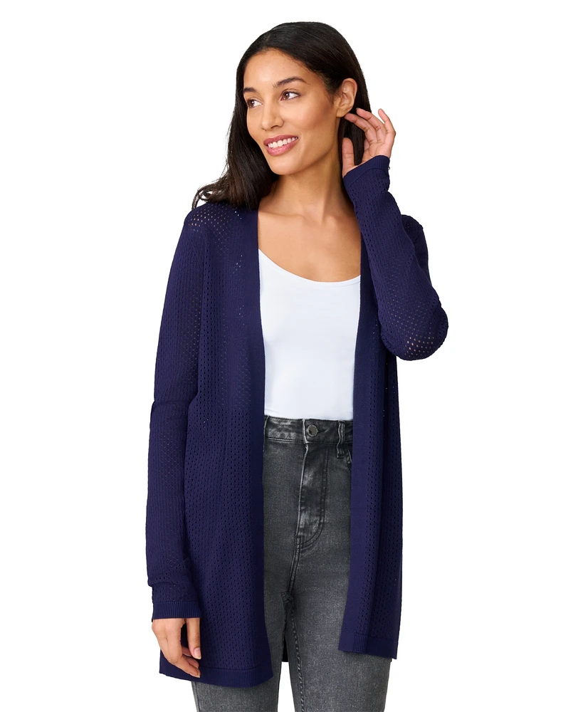 Melissa Paige Petite Mesh Open-Front Cardigan