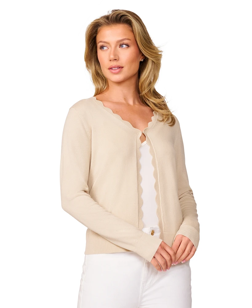 Melissa Paige Women's 3/4-Sleeve Scalloped Cropped Cardigan