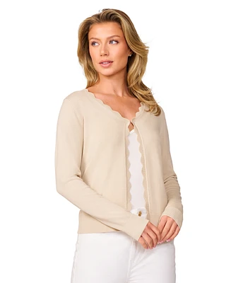Melissa Paige Women's 3/4-Sleeve Scalloped Cropped Cardigan