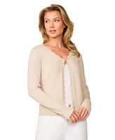 Melissa Paige Women's 3/4-Sleeve Scalloped Cropped Cardigan