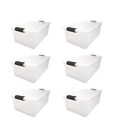 Homz 64 Qt Multipurpose Stackable Storage Bin with Latching Lids, Clear (6 Pack)