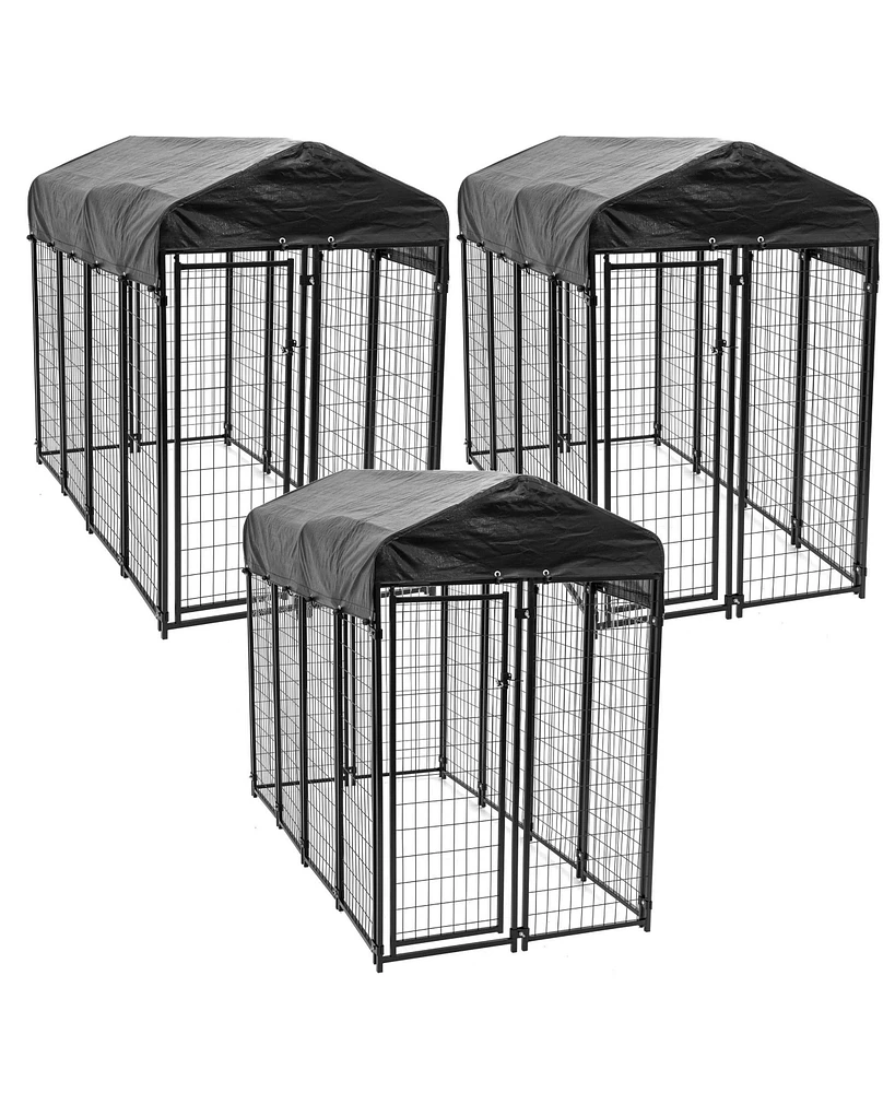 Lucky Dog Uptown Large Outdoor Covered Kennel Heavy Duty Dog Fence Pen (3 Pack)