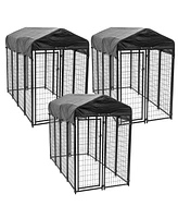 Lucky Dog Uptown Large Outdoor Covered Kennel Heavy Duty Dog Fence Pen (3 Pack)