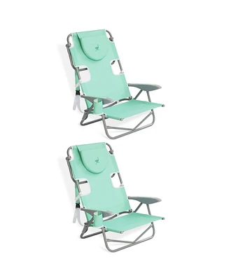 Ostrich On Your Back Folding Reclining Outdoor Camping Lawn Chair, Teal (2 Pack)