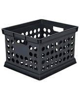 Sterilite Stackable Plastic Storage Open Crate Bin Organizer Box, Black (6 Pack)