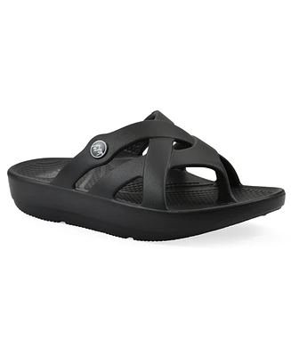 White Mountain Women's Rip Round Toe Flat Sandals