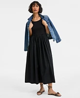 On 34th Women's Mixed-Media Short-Sleeve Midi Dress, Exclusively at Macy's