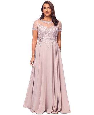 Xscape Petite Embellished Illusion-Bodice Gown
