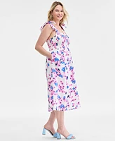 On 34th Women's Mommy & Me Cotton Bouquet-Print Tie-Strap Smocked Midi Dress, Exclusively at Macy's