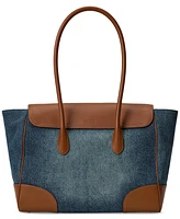 Lauren Ralph Lauren Washed Denim Extra-Large Tanner Satchel