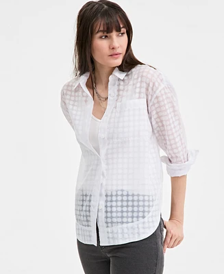 On 34th Women's Floral-Burnout Relaxed Blouse, Exclusively at Macy's