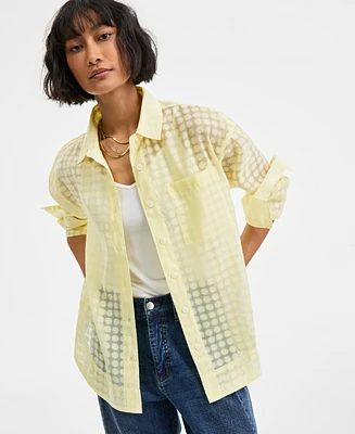 On 34th Women's Floral-Burnout Relaxed Blouse, Exclusively at Macy's