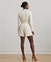 Lauren Ralph Women's Belted Double-Breasted Cady Romper