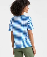 On 34th Women's Knit Easy Short-Sleeve Striped T-Shirt, Exclusively at Macy's