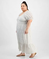 And Now This Plus Size Clip Dot Scoop-Neck Maxi Dress, Exclusively at Macy's