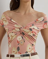 Lauren Ralph Women's Floral Twist-Front Off-the-Shoulder Top