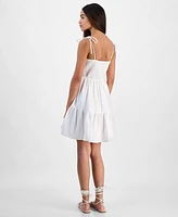 Juniors' Cotton Corset Tie-Strap Mini Dress