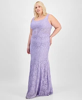 City Studios Trendy Plus Glitter Lace Gown