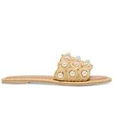 Dolce Vita Women's Harlyn Pearl Woven Raffia Slide Flat Sandals