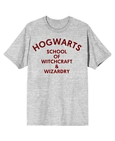 Harry Potter Hogwarts Simple Text Men's Athletic Heather T-shirt-3XL