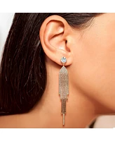 Jessica Simpson Crystal Rhinestone Fringe Dangle Long Statement Earrings