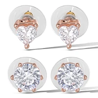 Jessica Simpson Heart and Round Crystal Stud Earring Set - 2 Pairs