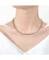 Sterling Silver 14K Gold Plated with Cubic Zirconia Classic Tennis Necklace