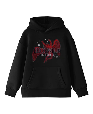 Led Zeppelin Red Icarus Logo Long Sleeve Youth Black Hooded Sweatshirt-xl