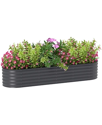 Outsunny Galvanized Raised Garden Bed Planter Box, 7.9' x 2' x 1.4',