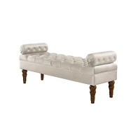 Velvet Tufted Bench for Bedroom, Living Room & Entryway, Window with Spindle Wooden Legs-The Pop Home