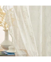 Hlc.me Jolene Floral Soft Decorative Lace Semi Sheer Light Filtering Rod Pocket Window Treatment Curtain Drapery Panels for Bedroom & Living Room