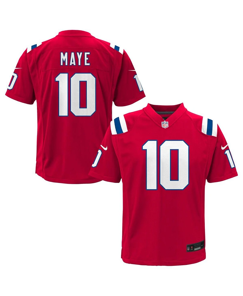 Nike Big Boys and Girls Drake Maye Red New England Patriots Alternate Game Jersey