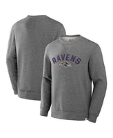 Fanatics Men's Heather Gray Baltimore Ravens Loop Terry Pullover Sweatshirt