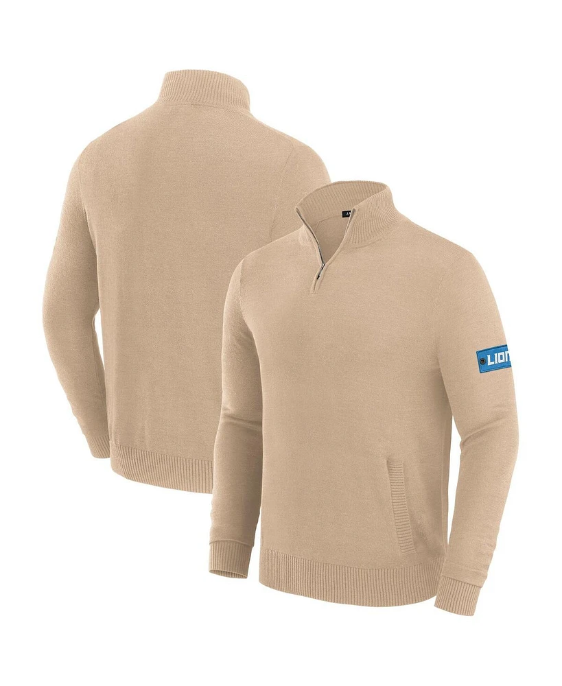 J. Palmer Men's Tan Detroit Lions Franchise Quarter-Zip Sweater