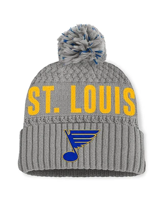 Fanatics Women's Gray St. Louis Blues Heritage Tilly Cuffed Knit Hat with Pom