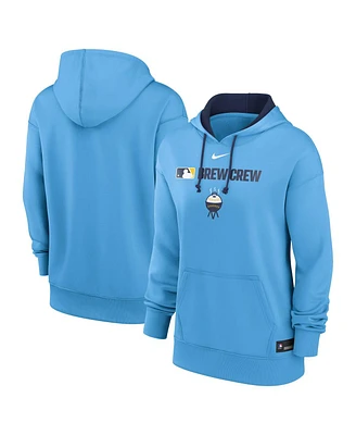 Nike Women's Powder Blue Milwaukee Brewers Authentic Collection City Connect Performance Pullover Hoodie