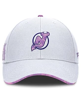 Fanatics Men's White New Jersey Devils Authentic Pro Hockey Fights Cancer Adjustable Hat