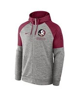 Nike Men's Heather Gray Florida State Seminoles Fitness Raglan Performance Full-Zip Hoodie