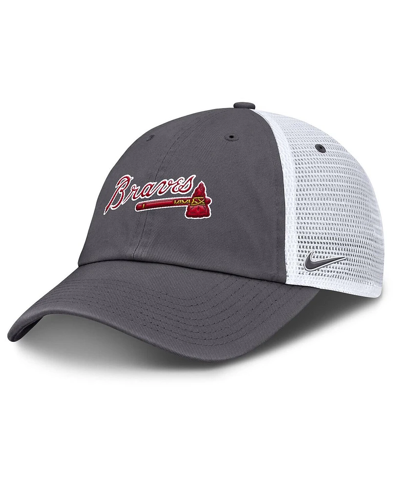 Nike Men's Gray Atlanta Braves Wordmark Club Adjustable Trucker Hat