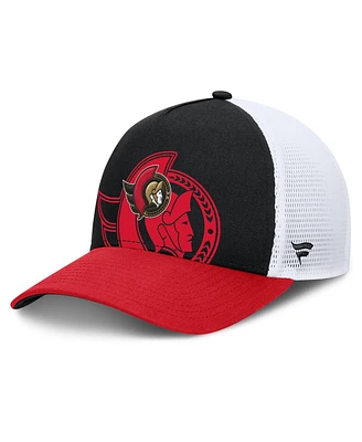 Fanatics Men's Black/Red Ottawa Senators Authentic Pro A-Frame Rink Adjustable Hat