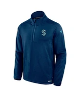 Fanatics Men's Navy Seattle Kraken Authentic Pro Rink Quarter-Zip Jacket