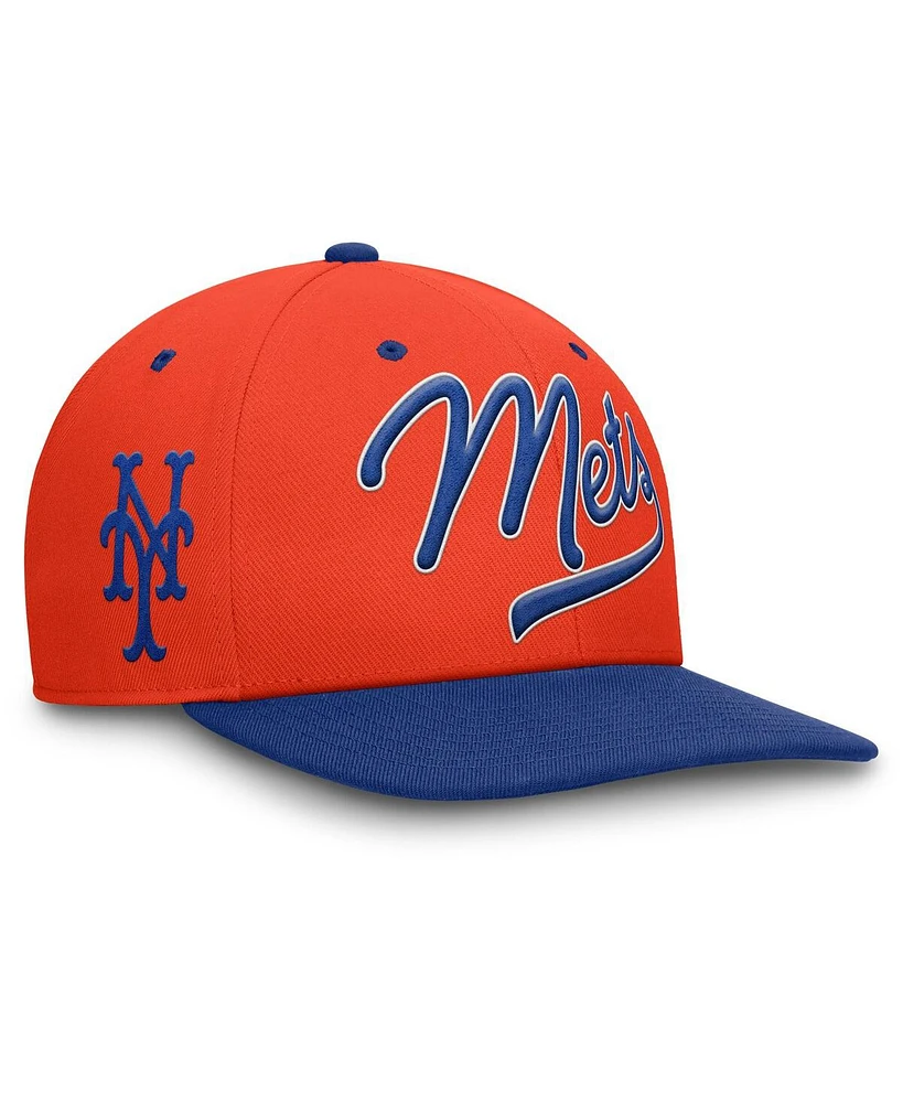 Nike Men's Orange/Royal New York Mets Cooperstown Collection Pro Performance Snapback Hat