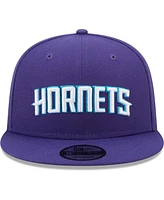 New Era Men's Purple Charlotte Hornets Jersey Hook Statement Edition 9FIFTY Snapback Hat