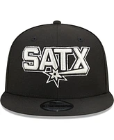 New Era Men's Black San Antonio Spurs Jersey Hook Statement Edition 9FIFTY Snapback Hat