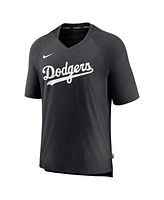 Nike Men's Black Los Angeles Dodgers Authentic Collection Pregame Raglan Performance V-Neck T-Shirt