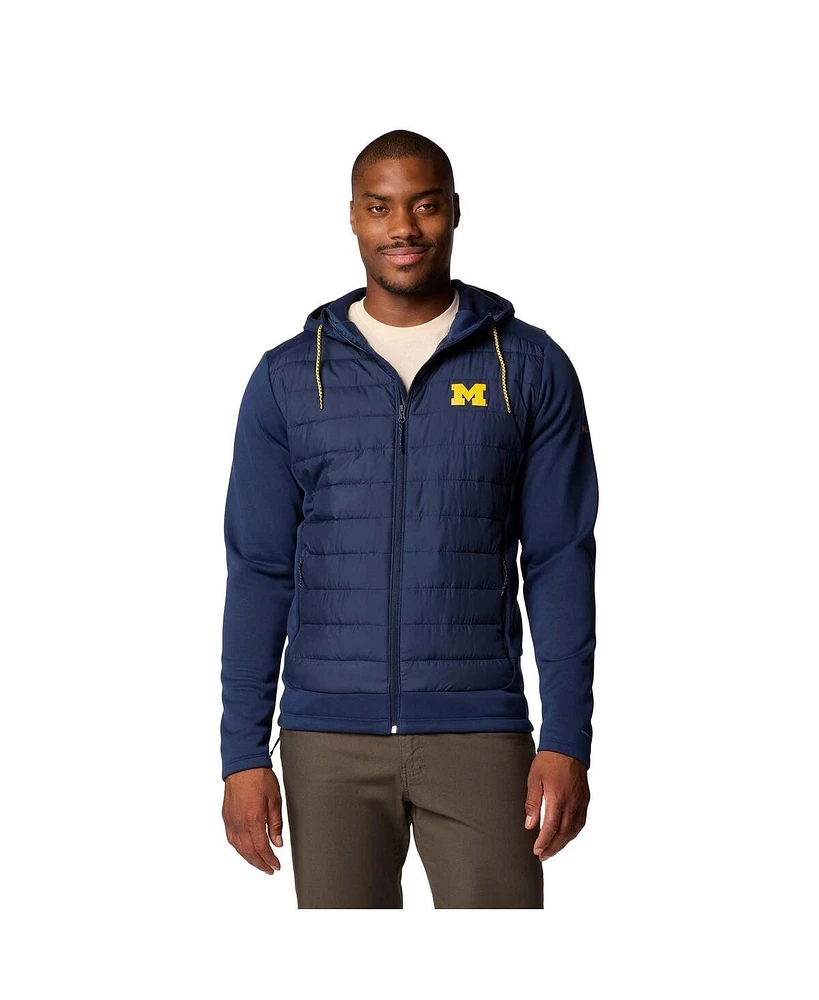 Columbia Men's Navy Michigan Wolverines Out-Shield Hybrid Full-Zip Hoodie Jacket