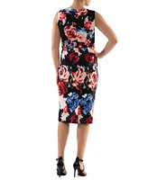 Donna Ricco Women's Floral-Print Twist-Front Sheath Dress