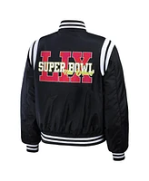 Wear by Erin Andrew Women's Black Super Bowl Lix Varsity Bomber Jacket