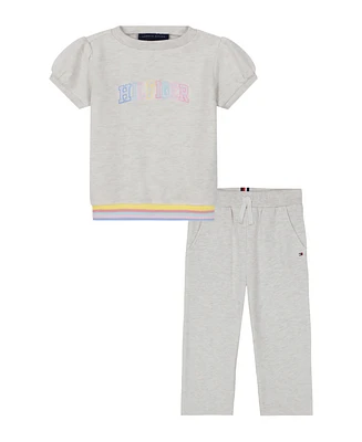 Tommy Hilfiger Baby Girl 2-Piece Glitter Logo Top and Wide Leg Pant