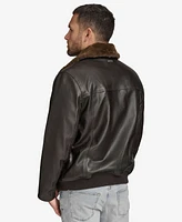 Andrew Marc Black Label Men's Hedland Leather Jacket with Shearling Collar